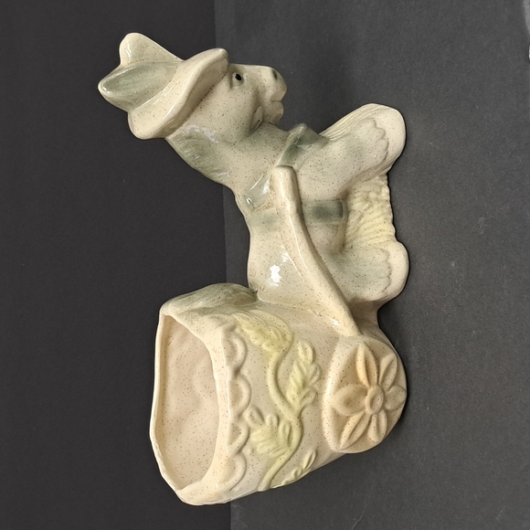 Mid-Century Modern ceramic donkey pulling his cart planter - Picture 2 of 9
